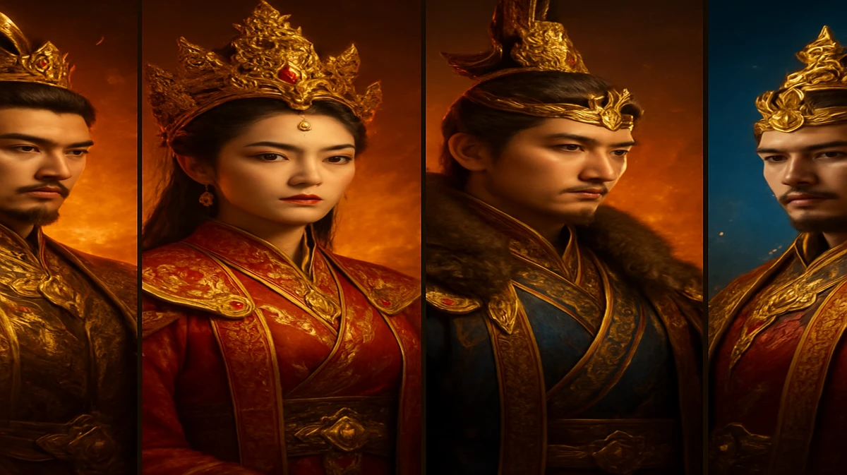 5666bet–এর এশীয়-থিমা-ভিত্তিক গেমগুলোর একটি কোলাজ, যেখানে সুন্দর সম্রাজ্ঞীরা ঐতিহ্যবাহী পোশাকে সজ্জিত, প্রাচীন মন্দির ও জ্বলন্ত আগুনের পটভূমিতে প্রদর্শিত।